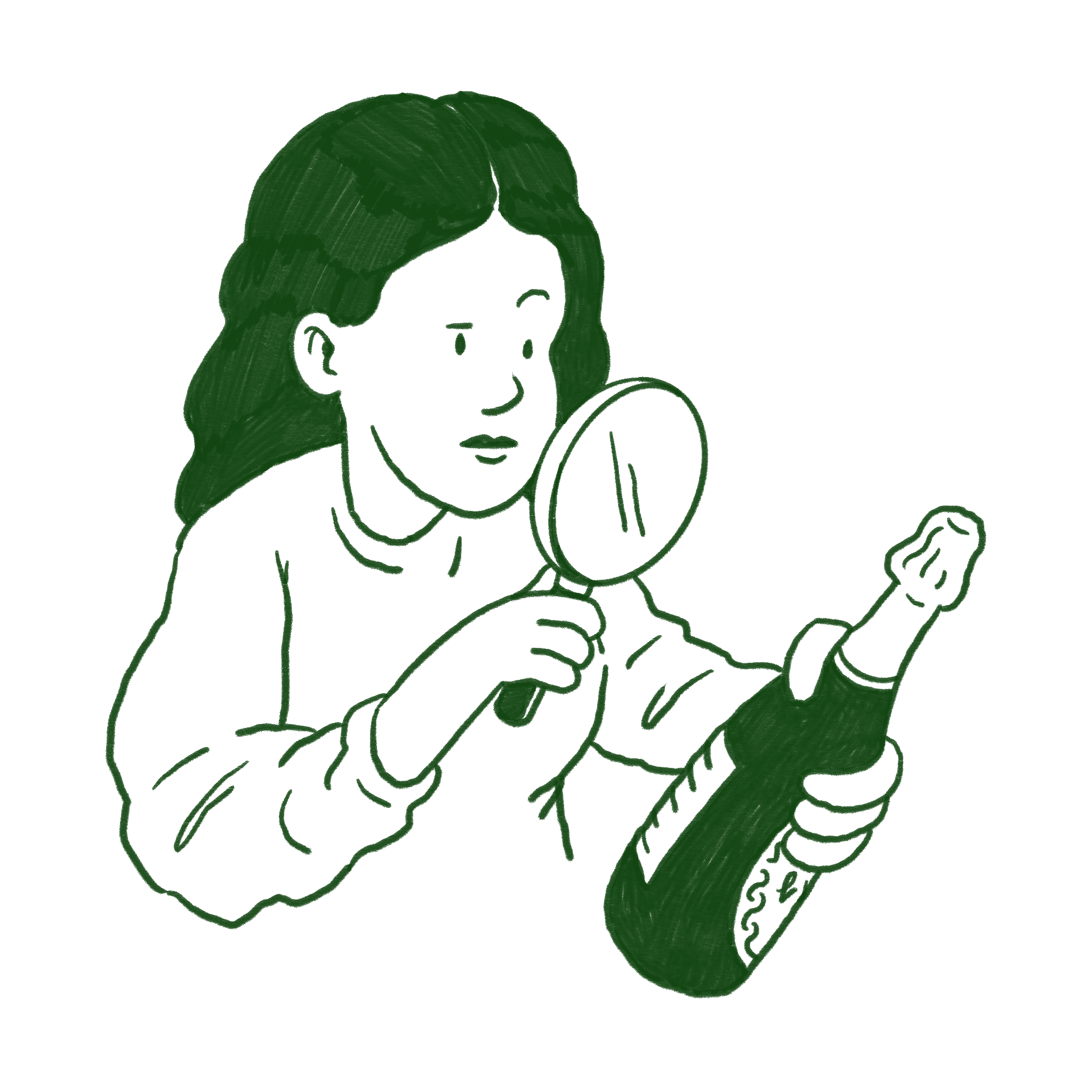 Champagne Passion Illustration - pige kigger efter informationer